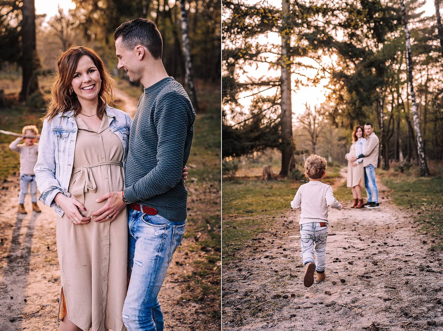 zwangerschapsfotoshoot-met-gezin in natuur van limburg